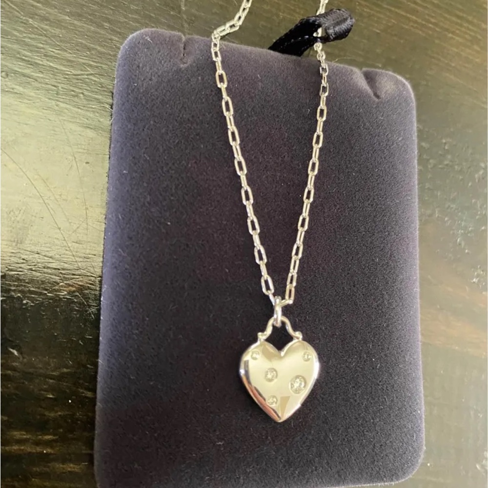 Tiffany & Co. Etoile Diamonds 18k White Gold Heart Pendant & Chain - Picture 6 of 15